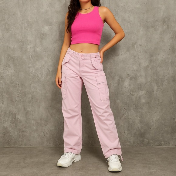 Mossimo Supply Co. Denim - Y2K Mossimo Cargo Pants Pink 100% Cotton Jrs 3 Utility Skater Streetwear‎ 2000s